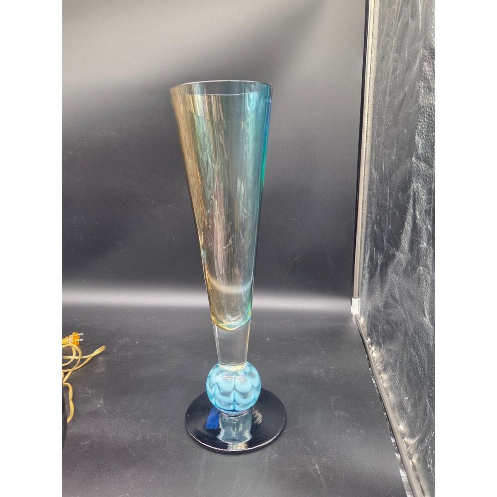 Waterford Evolutions Candle Holder Blue Blown Glass Vase